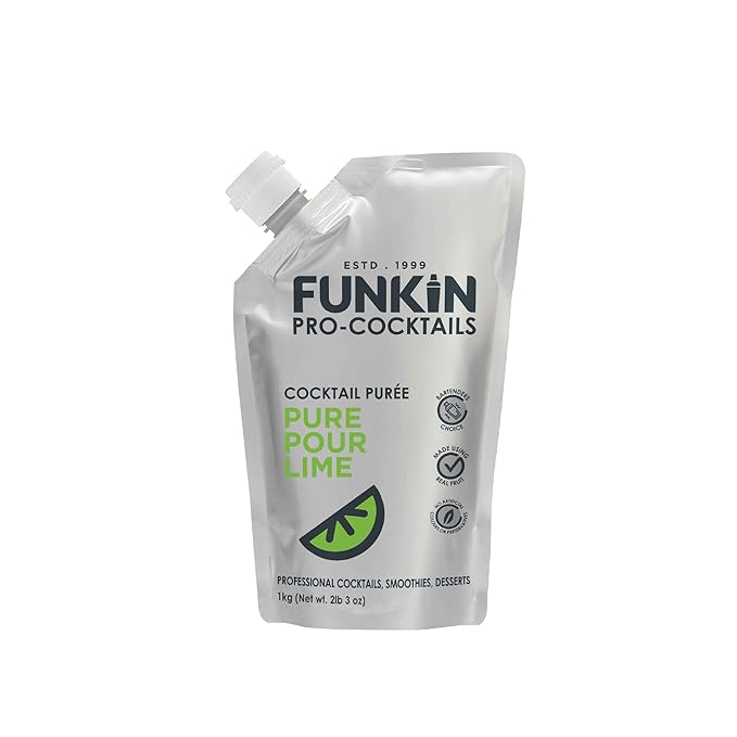 Funkin Fruit Puree | Real Fruit, Simple Ingredient, Natural Mixer for Cocktails, Drinks, Smoothies | Vegan, Non-GMO, Gluten-Free (2.2 lbs) (Lime)