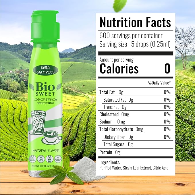 BioSweet Stevia Drops - Natural Flavor | Zero Calorie Liquid Sweetener | Non GMO, Keto & Diabetic Friendly, Gluten Free, Vegan | Nothing Artificial | 3,000 drops (5.07 Fl Oz)