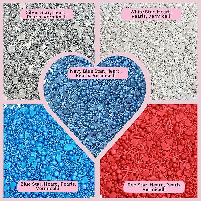 Confect EdibleJuly 4th Sprinkles | Patriotic Mix Red, White & Blue Sprinkles For Celebrations | Sprinkle For Cake & Cupcake Decorations | Vegan, Gluten-Free, Soy-Free, Dairy-Free, Palm Oil-Free- 5 Oz