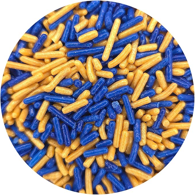 NCS Dark Blue and Gold Jimmies Edible Sprinkles, 8 ounces
