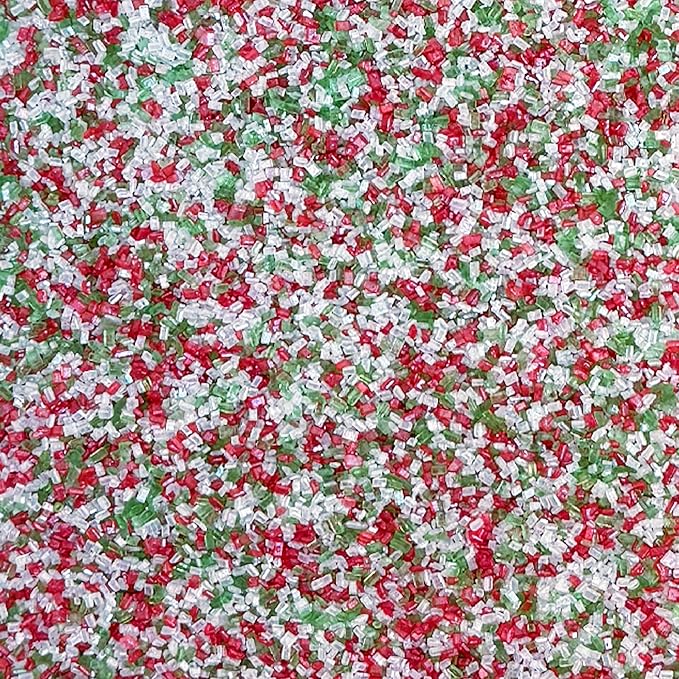 Fancy Sprinkles Limited Edition Holiday Frosted Mistletoe Fancy Sugar Red, Green, and White Pearlescent (4 OZ)
