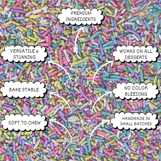 Confect Rainbow Sprinkles Mix – Custom Blend Jimmies for Cake, Cupcake & Cookie Decorating – (Frosted Rainbow) Vegan, Gluten-Free, Nut-Free, Soy-Free, Dairy-Free, Palm Oil-Free- 4.2 oz (Frosted Rainbow)