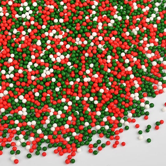 Christmas Sprinkles for Cake Decorating, Red and Green Nonpareils Sprinkles Perfect for Christmas Dessert Party 3.52 Ounce