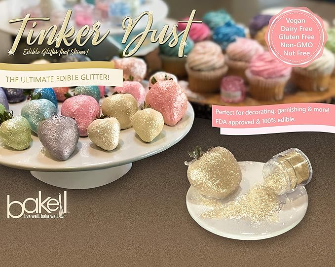 Bakell - Peach Tinker Dust (5g, 1x Jar) Edible Glitter for Food, Desserts, and Beverages!