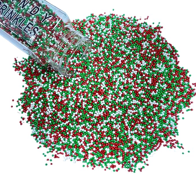 Gevog 2MM Christmas Nonpareils Pearls Sprinkles Mixing Edible Cake Cupcake Sprinkles for Christmas Party Baking Cupcake Cookie Ice Cream Decoration Supplies 110g/ 3.88oz