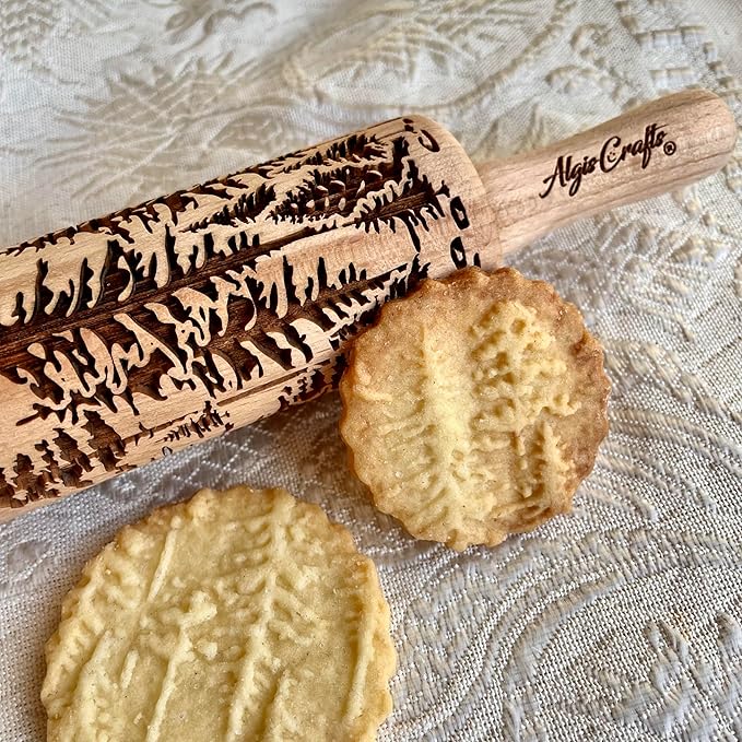 3 mini Embossed Rolling Pin Set WILD with Bees, Meadow and Forest Patterns by Algis Crafts for Cookies and Pottery by Algis Crafts