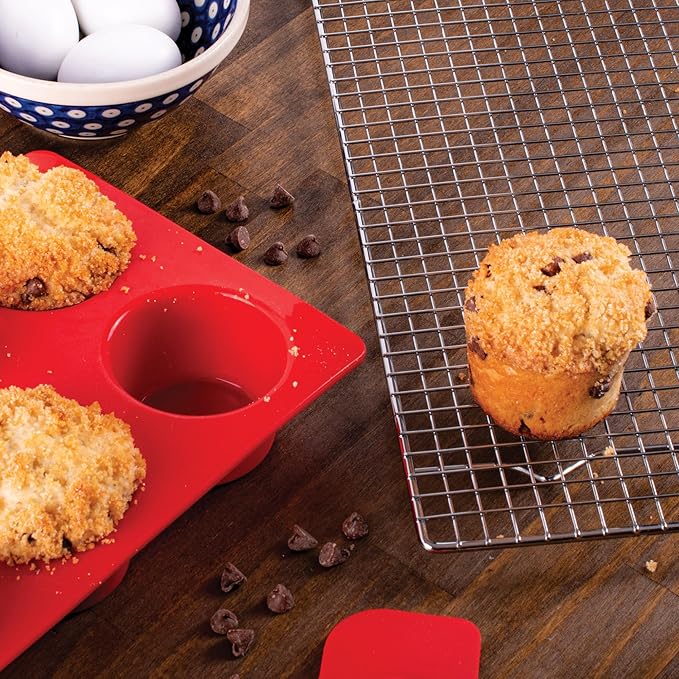 Mrs. Anderson's Baking Silicone 6-Cup Jumbo Muffin Pan, Non-Stick European-Grade Silicone
