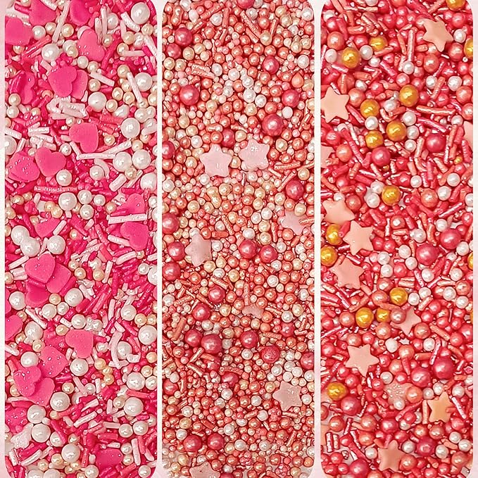 Confect Pink, White & Gold Heart & Flower Sprinkles Mix – Edible Sprinkles for Baking, Cake & Cupcake Decorations – Valentine’s Day Sprinkles – Festive Edible Baking Toppers | Vegan, Gluten-Free, Nut-Free, Soy-Free, Dairy-Free, Palm Oil-Free- 5 Oz