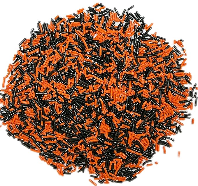 Sentovac Edible Black and Orange Mixing Jimmies Sprinkles for Cake Decorating Baking Cookie and Ice Cream Topper Decorations Halloween Sprinkles Supplies 78g/2.75oz