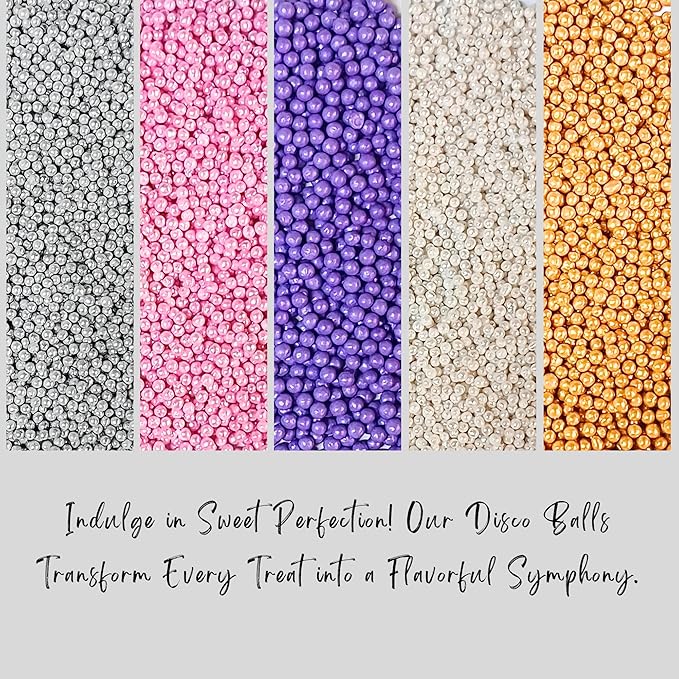 Confect Pearl Sprinkles | Sprinkles for Cakes & Cupcakes Decoration | Assorted pack of 5 Royal Unicorn | Mix Sliver, Baby Pink, Purple, White & Golden Dragees | Vegan, Gluten-Free, Nut-Free, Soy-Free, Dairy-Free, Palm Oil-Free, No Artificial Dyes - 5 Oz