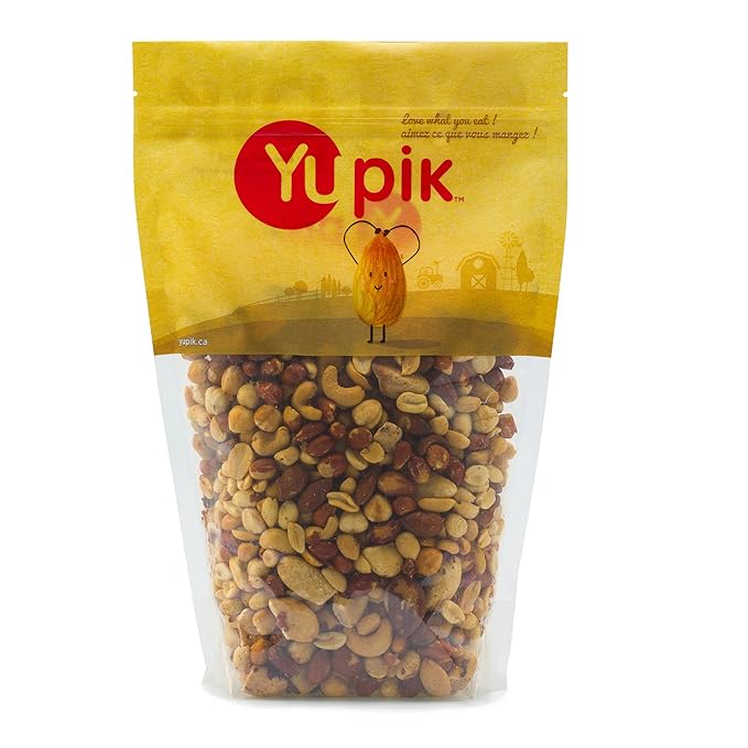 Yupik Mixed Nuts, 2.2 lb (35.2 oz), A Blend of Roasted Peanuts, Almonds, Brazil Nuts, Cashews & Hazelnuts, Non-GMO Canola Oil, Cholesterol Free, Vegan, Perfect for Snacking, Baking & Nutrition Bars