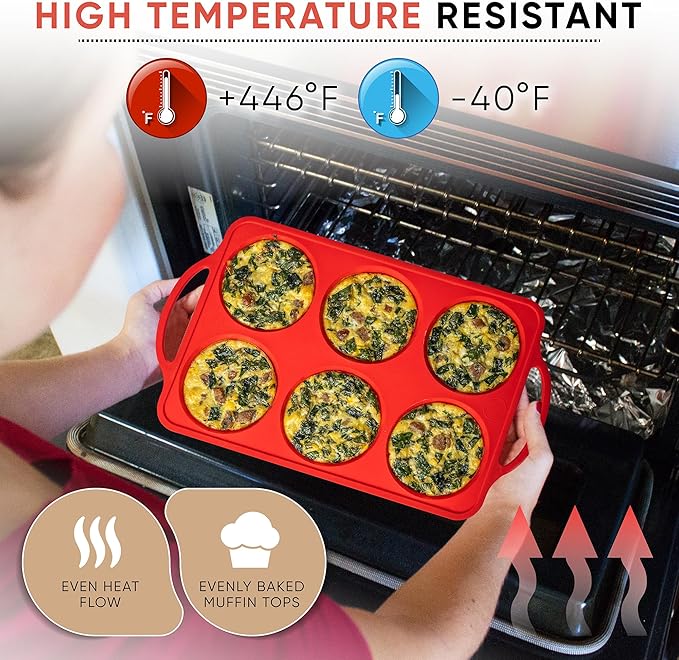 Jumbo Top Silicone Muffin Pans for Baking - Silicone Jumbo Muffin Pan 6 Cup- Cupcake Pans for Baking, Muffin Top Pans Non Stick – Easy Release, BPA-Free, Oven Safe, 4 Inch Jumbo Size Egg