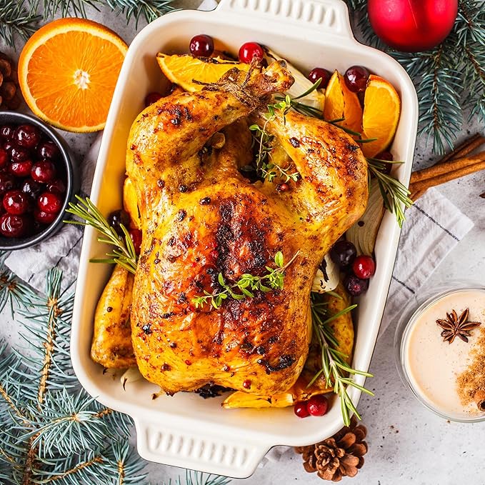 Royalcraft Roaster Oven with Self-Basting Lid, 18qt Electric Roaster with Removable Pan & Rack, Turkey Roaster Oven with Defrost & Warm Function, Stainless Steel, Blue