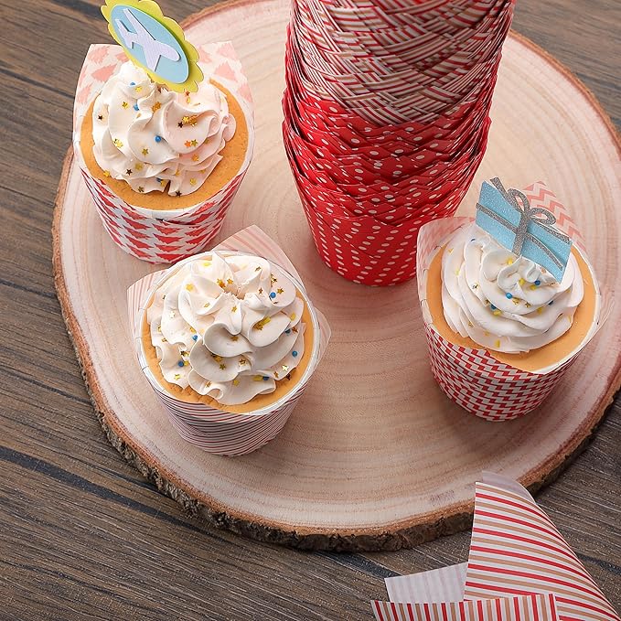 500 Counts Christmas Tulip Cupcake Liners Birthday Party Muffin Cupcake Baking Liners Grease Proof Cake Liner Holders for Fall Christmas Halloween Birthday Party