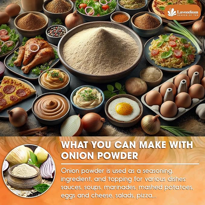 Lavendium, Premium 25oz Onion Powder, 100% Natural and Pure from Onion, Rich Flavor, Perfect for Cooking & Seasoning, No Additives, No Gluten, No Sugar, Vegan