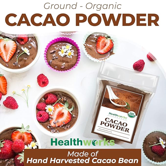 Healthworks Superfoods Organic Cacao Powder - 48 Oz / 3 Lbs - Cocoa Chocolate Substitute - Rich Choclate Flavour - Sugar-Free, Keto, Vegan & Non-GMO - Peruvian Bean/Nut Origin - Antioxidant Superfood