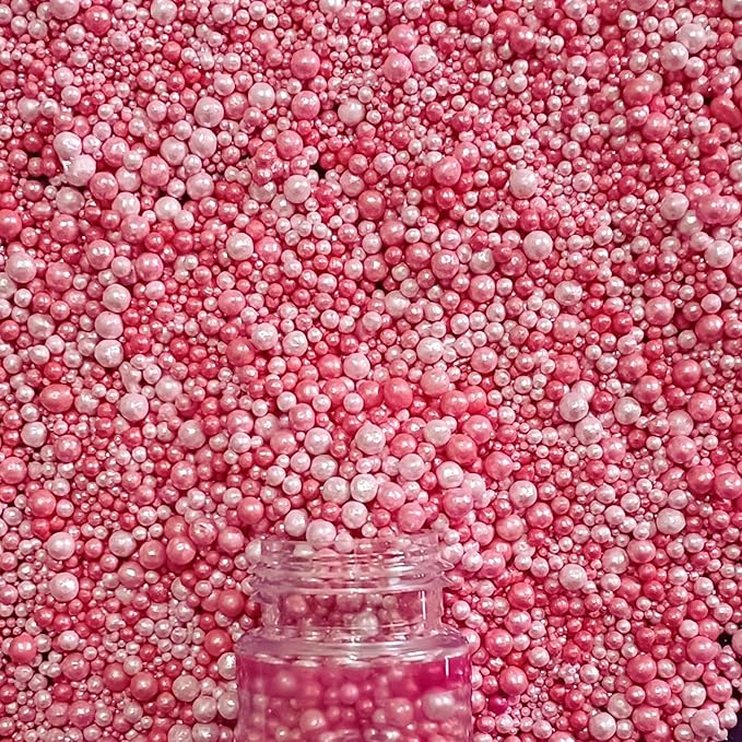 Confect Love Disco Balls – Pearlescent Pink Edible Decorative Sprinkles, Large Dahlia Candy Balls for Cake Decorating, Cupcakes, Cookies & Desserts | Baking Decoration | Vegan, Gluten-Free, Nut-Free, Soy-Free, Dairy-Free, Palm Oil-Free- 4.2 Oz
