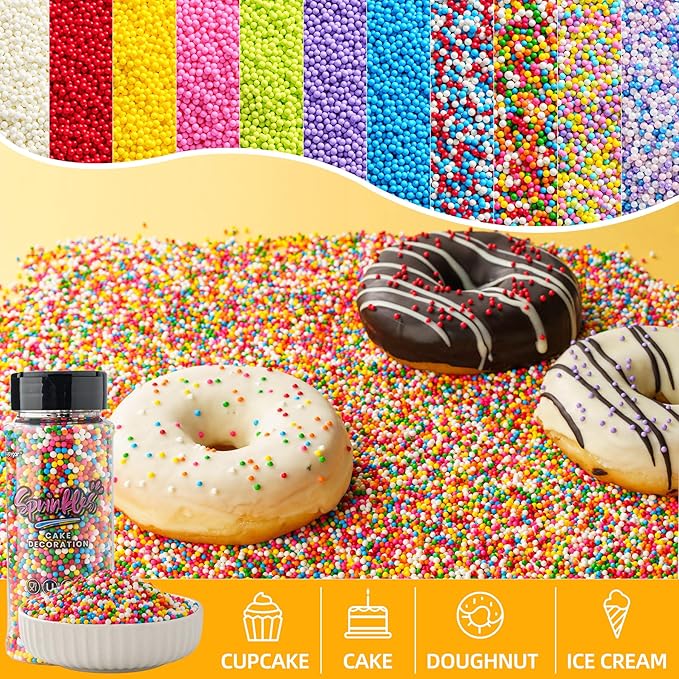 Purple Nonpareils Sprinkles, Sujoygar 4oz Edible Cake Sprinkles for Ice Cream Toppings Cupcake Chocolate Decoration, Wedding Party Cookies Baking Dessert Food Supplies