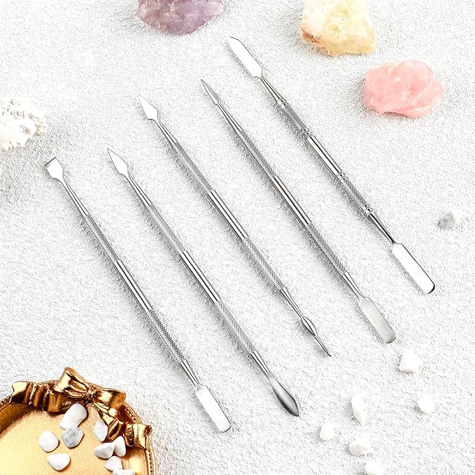Clay Sculpting Tools, 5 PCS Stainless Steel Pottery Spatula Wax Carving Tools Set Double-Ended Polymer Clay Tools Kit for Modeling, Embossing, Sculpting and Shaping Miniatures