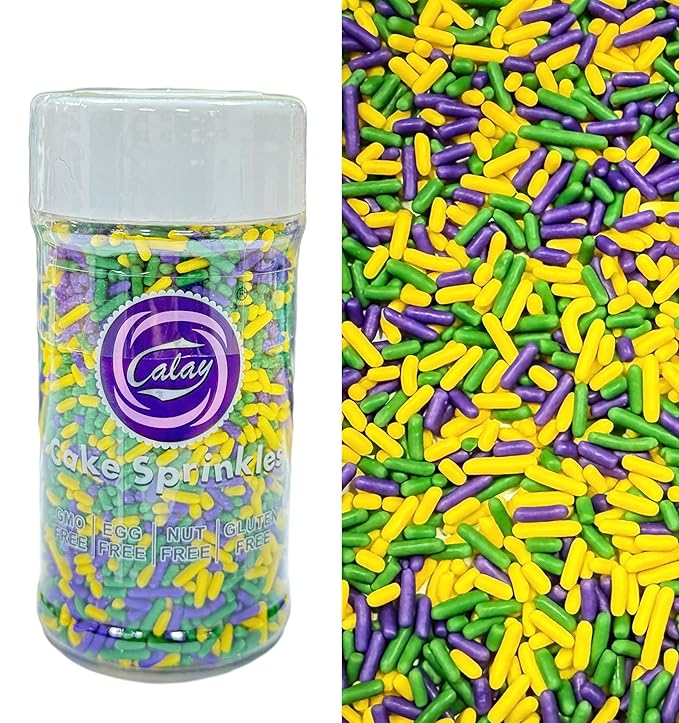 Sentovac Edible Purple&Green$Yellow Mixing Jimmies Sprinkles for Cake Decorating Baking Cookie and Ice Cream Topper Decorations Sprinkles Supplies 78g/2.75oz