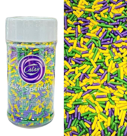 Sentovac Edible Purple&Green$Yellow Mixing Jimmies Sprinkles for Cake Decorating Baking Cookie and Ice Cream Topper Decorations Sprinkles Supplies 78g/2.75oz