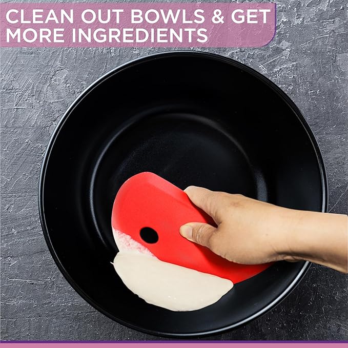 Zoie + Chloe Multipurpose Silicone Bowl Scraper - Dough Scraper for Cleaning Mixing Bowls, Baking Pan - Silicone Scraper Spatula For Painting, Smoothing, Frosting, Cake Decorating - Purple, 7x3.75"