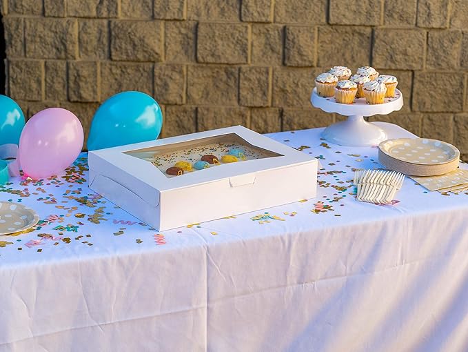 Southern Champion Tray 23133 White Paperboard Window Bakery Box, 19" Length x 14" Width x 4" Height (Case of 50)