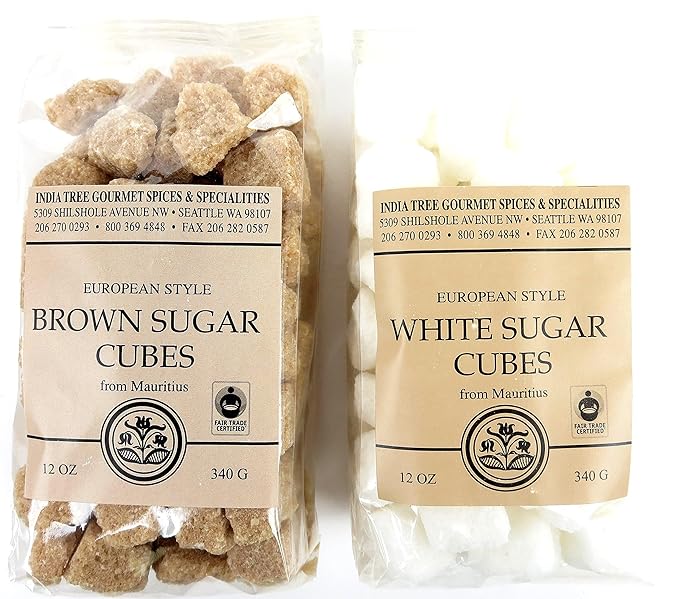 India Tree Demerara Brown Sugar Cubes from Mauritius| Fair Trade Vegan NonGMO Gluten Free All-Natural Gourmet Sweetener for Coffee, Tea, and Baking | 12 Oz Bag (Pack of 3)