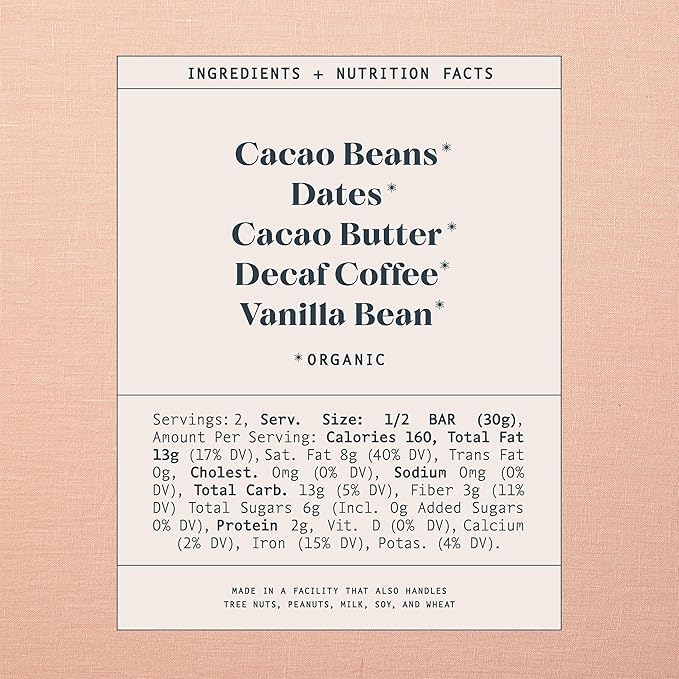 Spring & Mulberry Dark Chocolate Bars - Refined Sugar Free Dark Chocolate Sweetened with Dates - Coffee 6 Pack