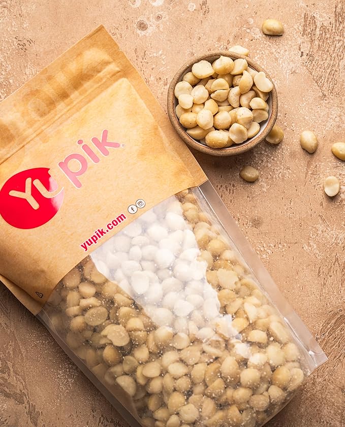 Yupik Macadamia Nuts, Medium Pieces, 2.2 lb (35.2 oz), Gluten-Free, Kosher, Raw Nuts, Broken Pieces, Unsalted, Unroasted, Oil-Free, Creamy Flavor, Source of Fiber, Healthy Snacks, For Baking, Cooking