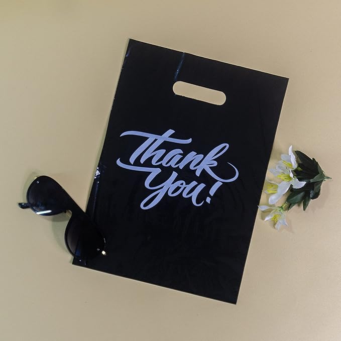 Infinite Pack Thank You Merchandise Bags, Die Cut Handles, Retail Shopping Bags for Boutique - Choose Color & Size