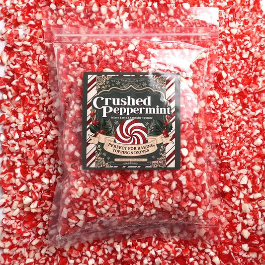 Crushed Peppermint Candy Pieces, Red and White Classic Flavor, Perfect Christmas Dessert and Drink Toppings, Resealable Bag, 12 Ounces