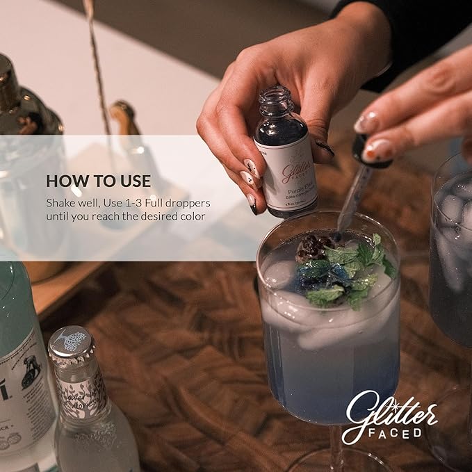 Glitter Faced Green Edible Glitter For Drinks With 0-Calories, No Taste or Texture | 30ml Food-Grade, 30 Drinks, Luster Dust | Ideal for Beverages, Galentine’s, Parties & Events | Made in USA