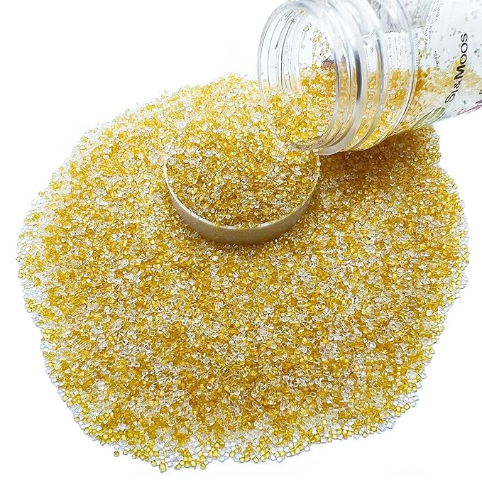 SE Si&Moos White and Gold Sanding Sugar Crystals for Cake Decorating Gold and White Sprinkles Colored Sugar Rimmer, Perfect for Cookie, Cake, Cupcake and Cocktail, Wedding Party Christmas Supplies 3.5 OZ