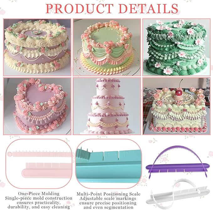 4PCS Cake Arch Guide Tool,Adjustable Fondant Cake Arc Ruler,Practical Baking Writing Swag Guide Gadgets Accessories,Decorative Marking Divider Aid,Pastry Decorating Supplies for Home Kitchen Bakeries