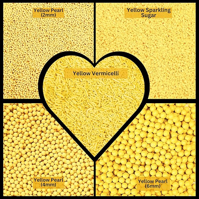 Confect Yellow Sprinkles | Sprinkle for Cakes & Cupcakes Decoration | Galaxy Sprinkles | Assorted Pack of 5 Summer Break Party Celebration Mix Dragees, Jimmies & Sparkling Sugar | Vegan, Gluten-Free, Soy-Free, Dairy-Free, Palm Oil-Free- 5 Oz