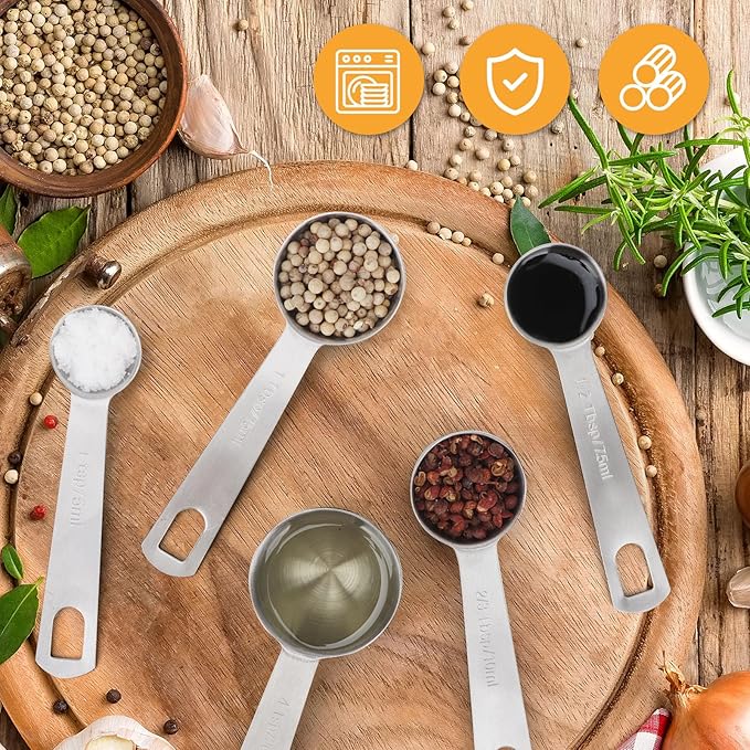 2 PCS 1 Teaspoon(5 mL | 5 cc | 1 Tsp | 1/3 Tablespoon) Stainless Steel Single Measuring Spoon, Easy to Use and Easy to Wash Metal Measuring Spoons Kitchen Gadgets for Cooking & Baking