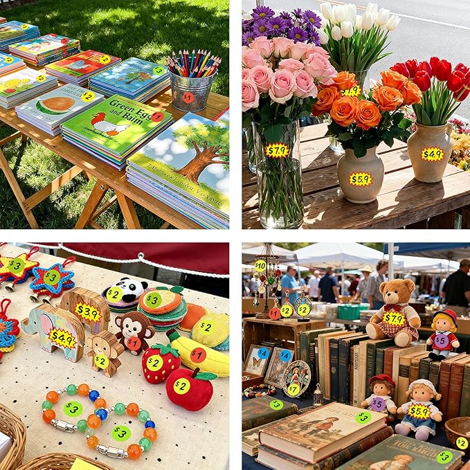 1560 Pcs Removable Garage Sale Price Stickers, 1400pcs Yard Sale Price Stickers & 160pcs Blank Princing Labels, Price Tag for Flea Markets, County Fairs & Retail Use