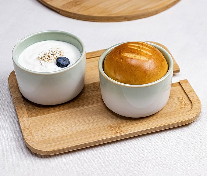 Ramekin Set of 6, UNICASA 8 oz Creme Brulee Ramekins, Oven Safe Baking Set for Custard, Pudding, Souffle Cups, Light Green