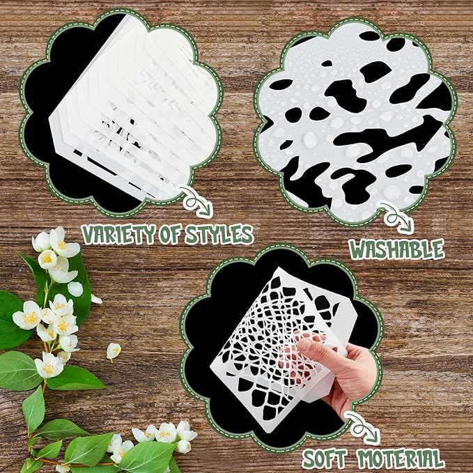 Marspark 20 Pieces Wildflower Stencils for Painting Template Flower Wall Stencils Reusable Spring Templates PET DIY Drawing for Painting on Wood Wall(Irregularity Style)