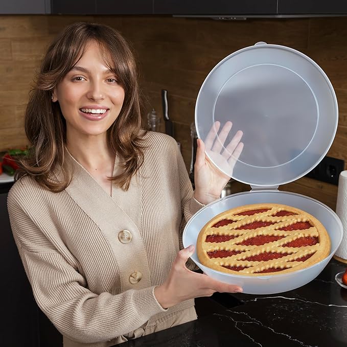 Pie Carrier with Airtight Lid - BPA Free Pie Storage Container with Cover - Transport Keeper for Most Bakery - Plastic Pie Dish Holder