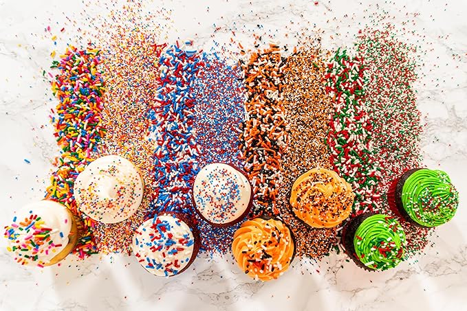 Bakerpan Patriotic Jimmies Sprinkles - 6 Ounces Edible Sprinkles for Cake Decorating, Cupcakes, Ice Cream, Cake Decorations (Made in USA)