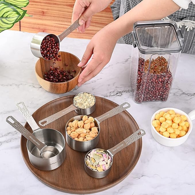 Smithcraft Measuring Cups and Spoons Set of 14, 18/8 Stainless Steel Measuring Cups Spoons Set, 6 Measure Cups and 7 Measure Spoons with Leveler
