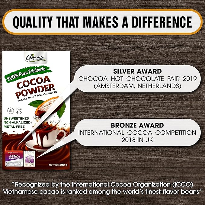 100% Pure Cocoa Powder – Cocoa Rich Flavor From Trinitario Cacao Beans, Natural, Non-Alkalized, Unsweetened – Rich in Antioxidants for Energy, Mood & Heart Health – Keto & Vegan Superfood – Great for Smoothies, Baking, Chocolate (500 Gr)