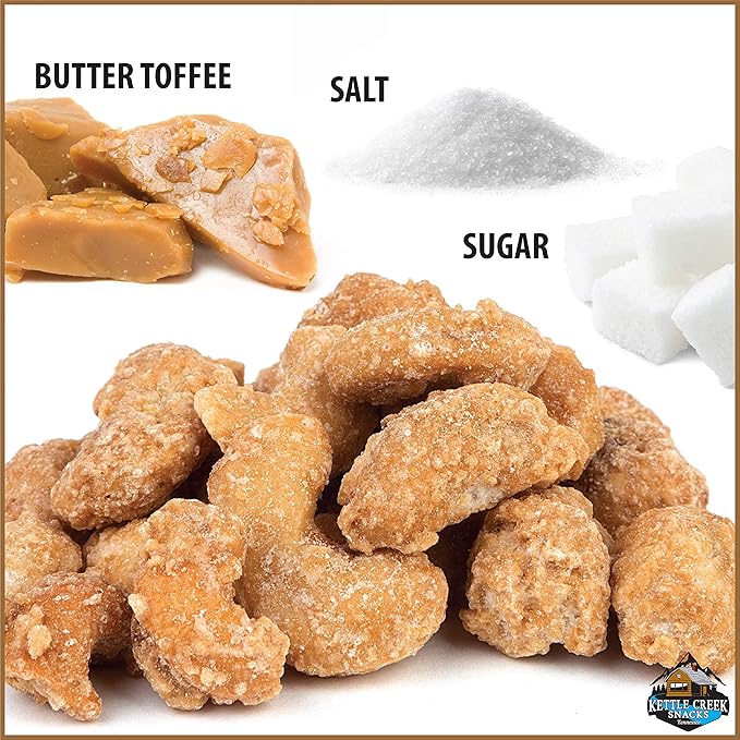 Kettle Creek Snacks Butter Toffee Roasted Cashews Non GMO 2 Lb Bag