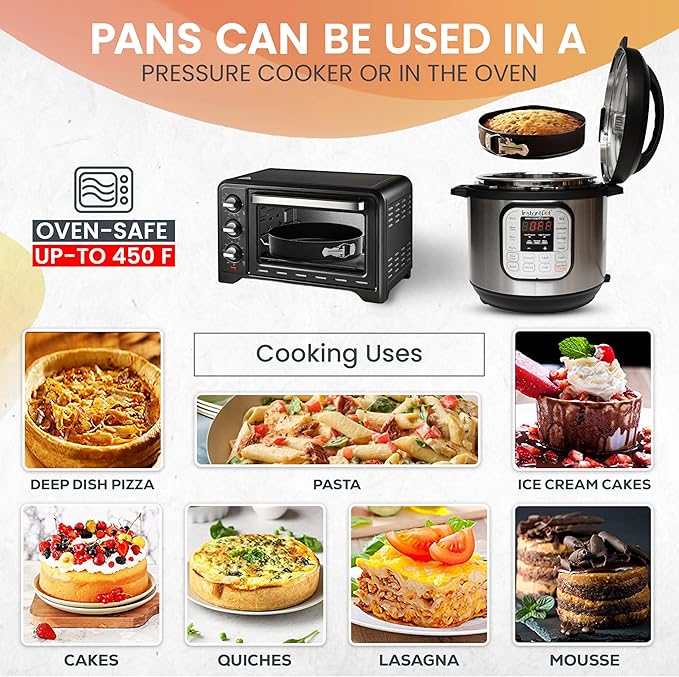 RFAQK Non-Stick 9 Inch Springform Pan - Spring form Pan for Cheesecake with Removable Bottom, Bonus Icing Spatula with 10 Pcs Parchment Paper & Recipe E-Book - Ideal for Baking Cakes, Pizzas, & More!