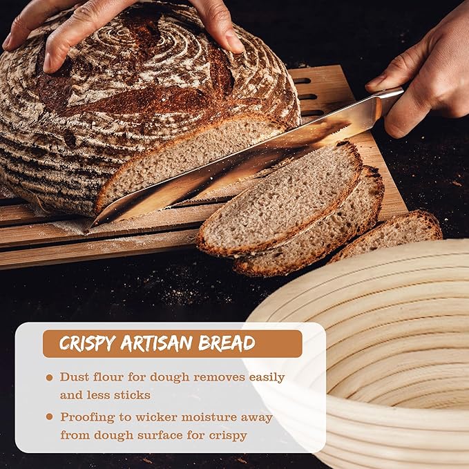 2 Pack Bread Proofing Baskets for Sourdough – 9 Inch Round Banneton Bowls with Linen Liners – Natural Rattan Dough Rising Baskets for Artisan Bread, Home & Bakery