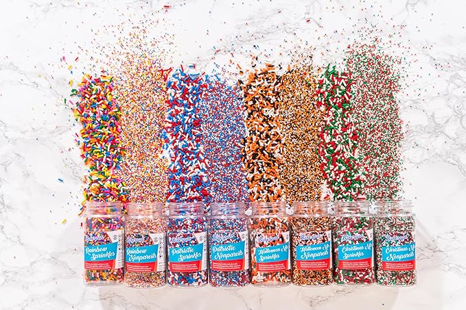 Bakerpan Christmas Jimmies Sprinkles - 6 Ounces Edible Sprinkles for Cake Decorating, Cupcakes, Ice Cream, Cake Decorations (Made in USA)