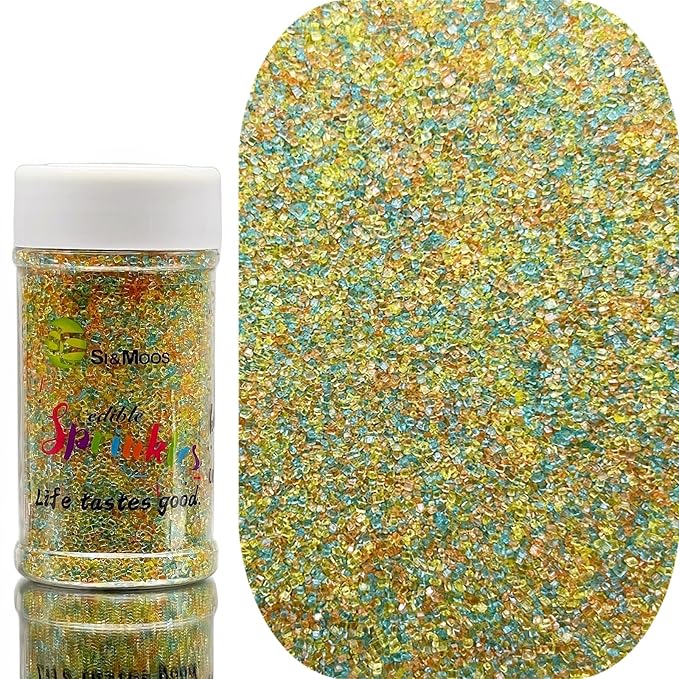 SE Si&Moos Orange and Yellow Sanding Sugar Crystals for Cake Decorating Blue and Orange Sprinkles Colored Sugar Rimmer, Perfect for Cookie, Cake, Cupcake and Cocktail, Wedding Party Christmas Supplies 3.5 OZ