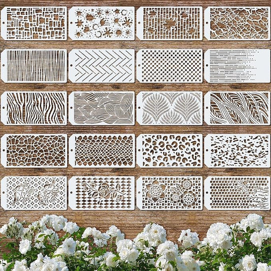 Marspark 20 Pieces Wildflower Stencils for Painting Template Flower Wall Stencils Reusable Spring Templates PET DIY Drawing for Painting on Wood Wall(Irregularity Style)